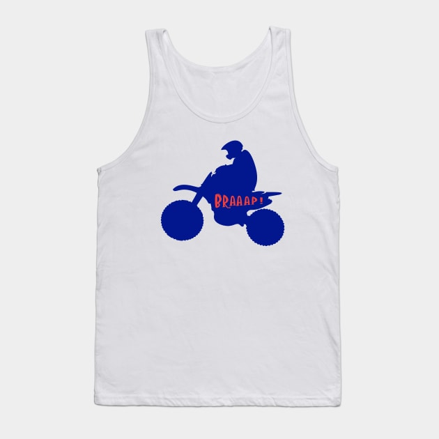 Dirt bike Motocross silhouette Braaap in Blue Tank Top by FamilyCurios